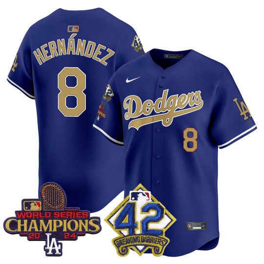 Men's Dodgers 2024 World Series Champions & Jackie Robinson Patch Vapor Premier Limited Jersey - All Stitched