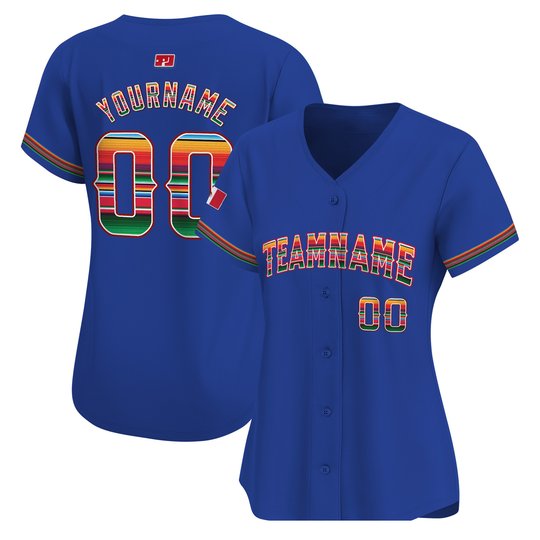 Royal Mexico Flag Custom Baseball Jersey