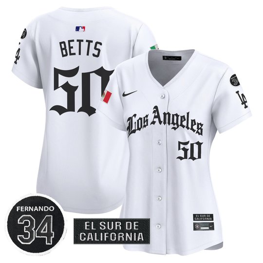 Women's Dodgers Mexico 2025 LA Gothic Style Patch Vapor Premier Limited Jersey - All Stitched