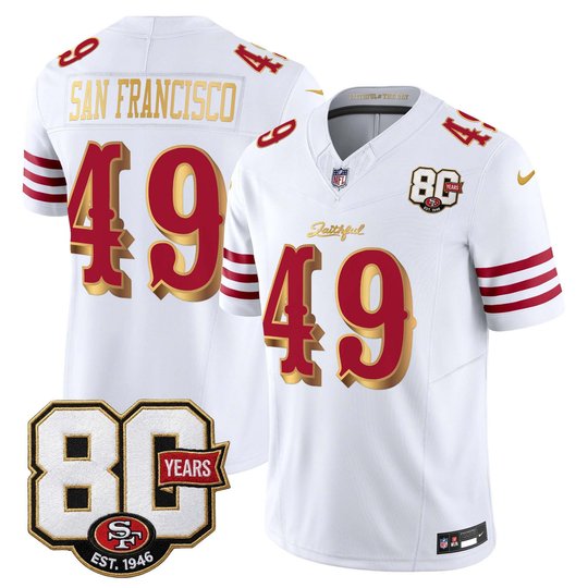 Men's San Francisco 49ers 80th Anniversary Patch Vapor Limited Jersey - Rivalries Edition - All Stitched