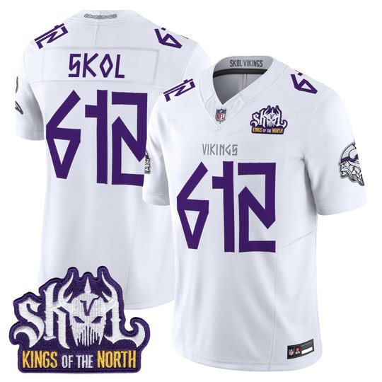 Men's Minnesota Vikings Norse Heritage Edition Kings Of The North Patch Vapor Limited Jersey - All Stitched