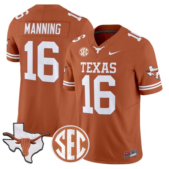 Men's Texas Longhorns 2026 State Map & SEC Patch Vapor Limited Jersey - All Stitched
