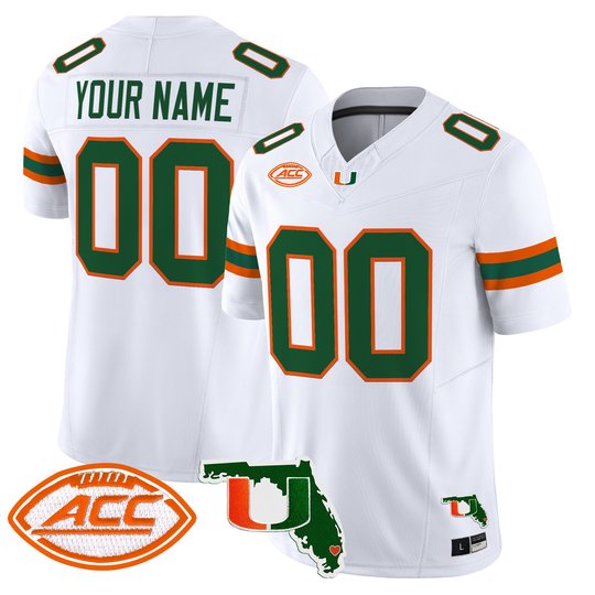 Miami Hurricanes 2026 Florida Patch Vapor Limited Custom Jersey - All Stitched
