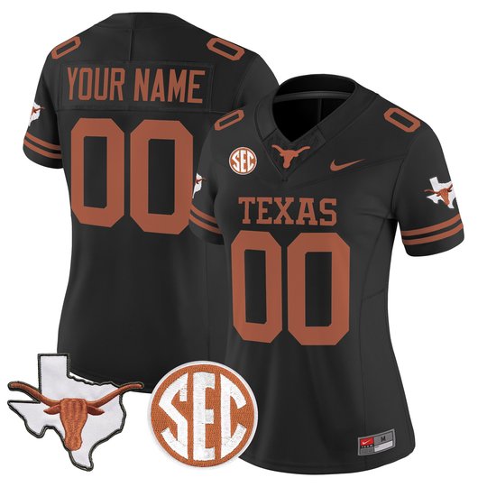 Texas Longhorns 2026 State Map & SEC Patch Vapor Limited Custom Jersey - All Stitched