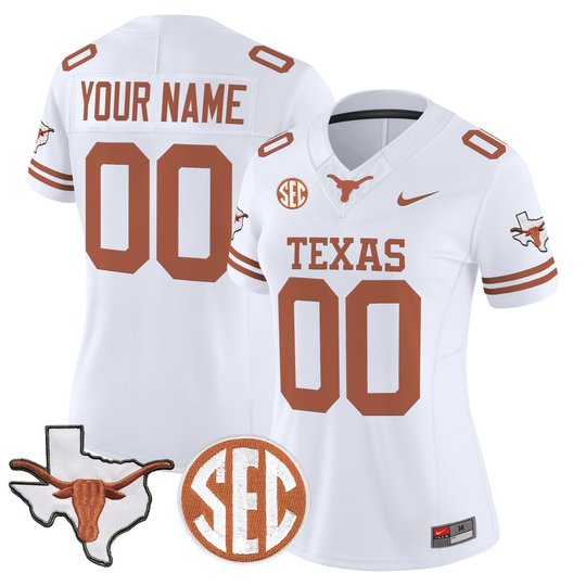 Texas Longhorns 2026 State Map & SEC Patch Vapor Limited Custom Jersey - All Stitched
