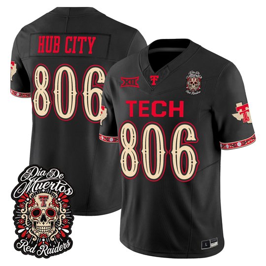 Men's Texas Tech Red Raiders Día de los Muertos Vapor Limited Jersey - All Stitched