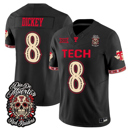 Men's Texas Tech Red Raiders Día de los Muertos Vapor Limited Jersey - All Stitched