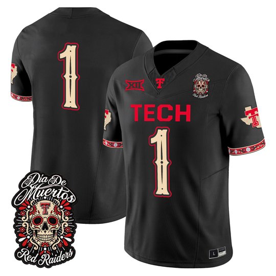 Men's Texas Tech Red Raiders Día de los Muertos Vapor Limited Jersey - All Stitched