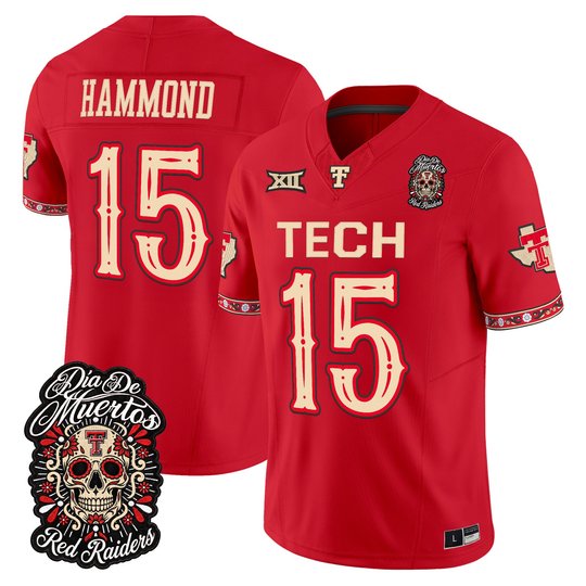 Men's Texas Tech Red Raiders Día de los Muertos Vapor Limited Jersey - All Stitched