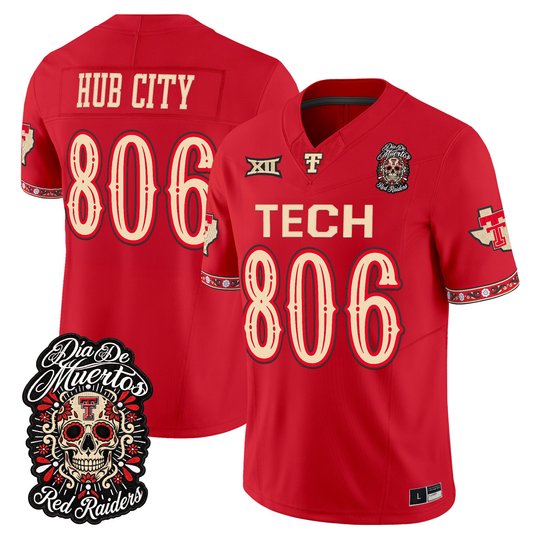 Men's Texas Tech Red Raiders Día de los Muertos Vapor Limited Jersey - All Stitched