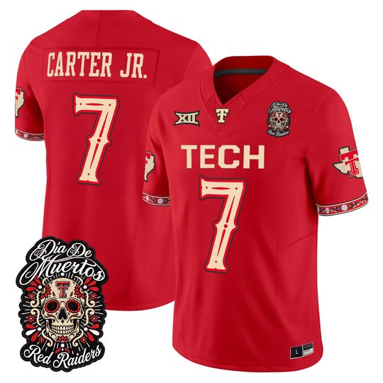 Men's Texas Tech Red Raiders Día de los Muertos Vapor Limited Jersey - All Stitched