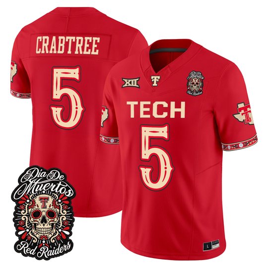 Men's Texas Tech Red Raiders Día de los Muertos Vapor Limited Jersey - All Stitched