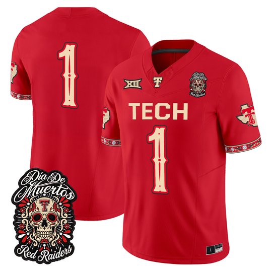 Men's Texas Tech Red Raiders Día de los Muertos Vapor Limited Jersey - All Stitched