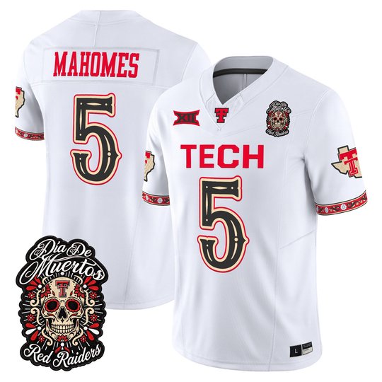 Men's Texas Tech Red Raiders Día de los Muertos Vapor Limited Jersey - All Stitched