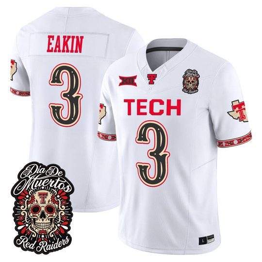 Men's Texas Tech Red Raiders Día de los Muertos Vapor Limited Jersey - All Stitched