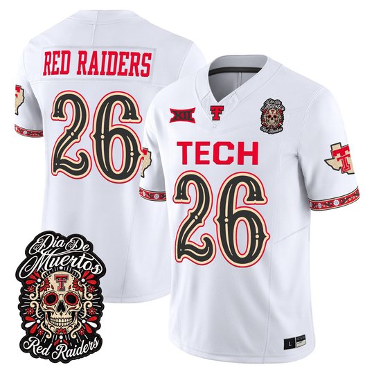 Men's Texas Tech Red Raiders Día de los Muertos Vapor Limited Jersey - All Stitched
