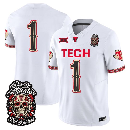 Men's Texas Tech Red Raiders Día de los Muertos Vapor Limited Jersey - All Stitched
