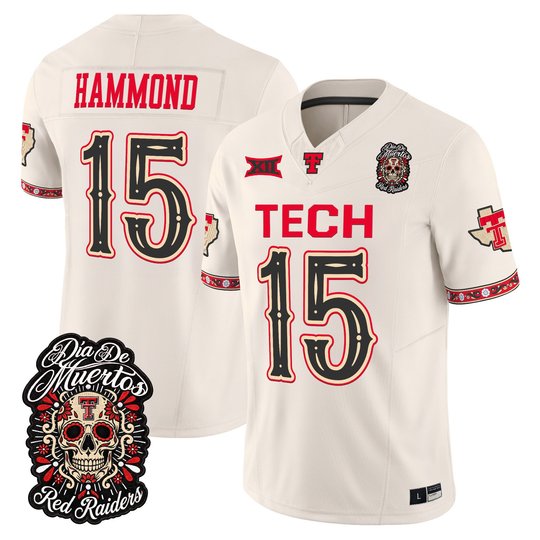 Men's Texas Tech Red Raiders Día de los Muertos Vapor Limited Jersey - All Stitched