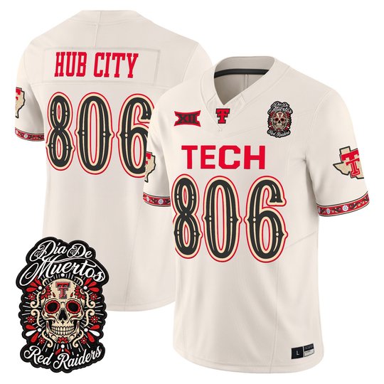 Men's Texas Tech Red Raiders Día de los Muertos Vapor Limited Jersey - All Stitched