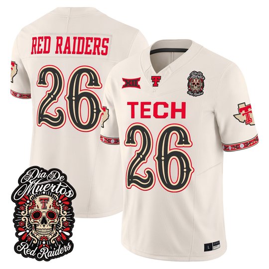 Men's Texas Tech Red Raiders Día de los Muertos Vapor Limited Jersey - All Stitched