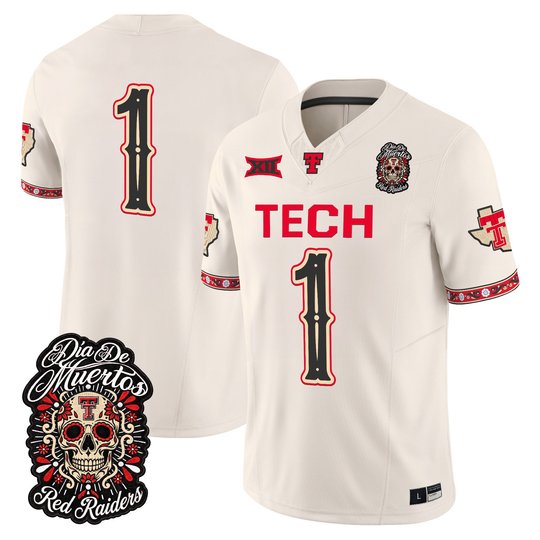 Men's Texas Tech Red Raiders Día de los Muertos Vapor Limited Jersey - All Stitched