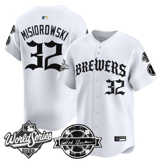 Men's Milwaukee Brewers 2026 World Series Vapor Premier Limited Jersey - Old English Edition - All Stitched