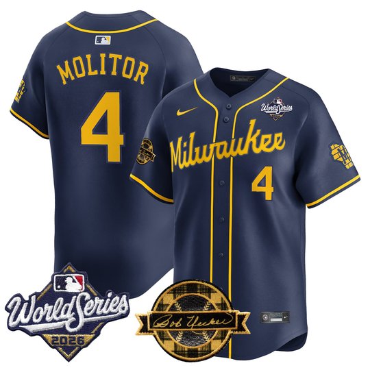 Men's Milwaukee Brewers 2026 World Series Vapor Premier Limited Jersey V2 - Bob Uecker Patch - All Stitched