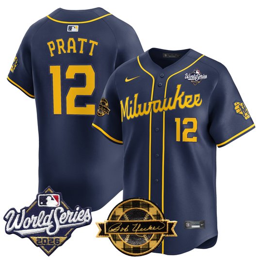 Men's Milwaukee Brewers 2026 World Series Vapor Premier Limited Jersey V2 - Bob Uecker Patch - All Stitched