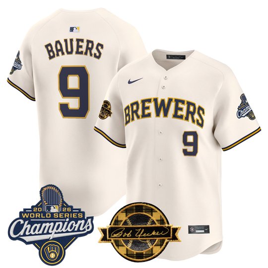 Men's Milwaukee Brewers 2026 World Series Champions Vapor Premier Limited Jersey - Bob Uecker Patch - All Stitched