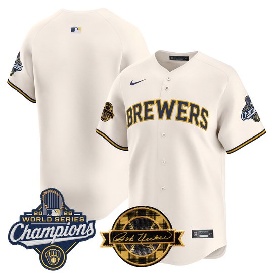 Men's Milwaukee Brewers 2026 World Series Champions Vapor Premier Limited Jersey - Bob Uecker Patch - All Stitched