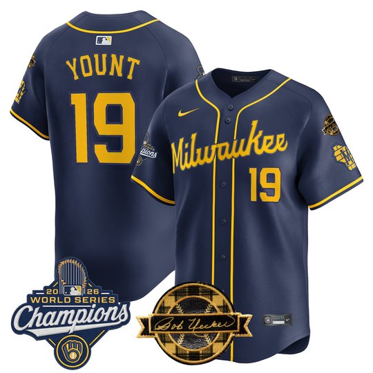 Men's Milwaukee Brewers 2026 World Series Champions Vapor Premier Limited Jersey - Bob Uecker Patch - All Stitched