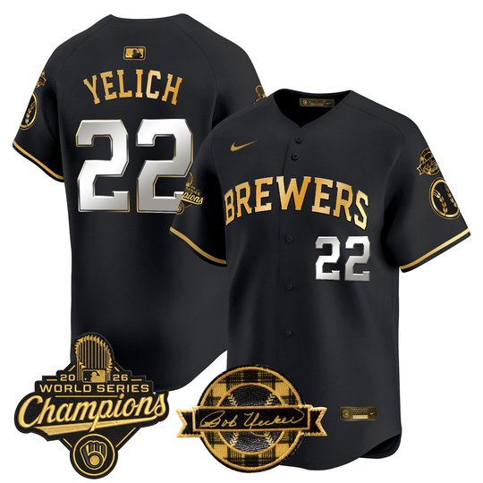 Men's Milwaukee Brewers 2026 World Series Champions Vapor Premier Limited Jersey - Bob Uecker Patch - All Stitched