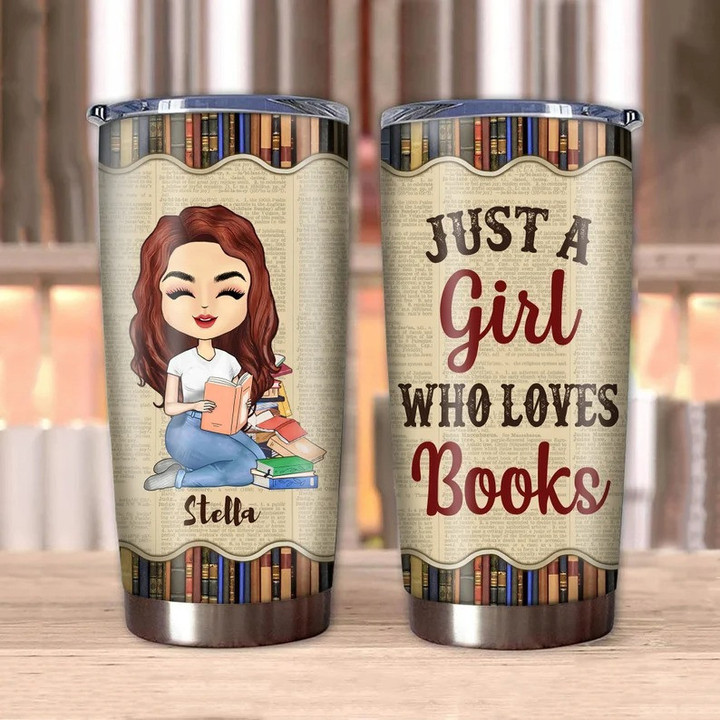 Just A Girl Who Loves Books Tumbler, Book Lover Tumbler, Reading Lover Gift