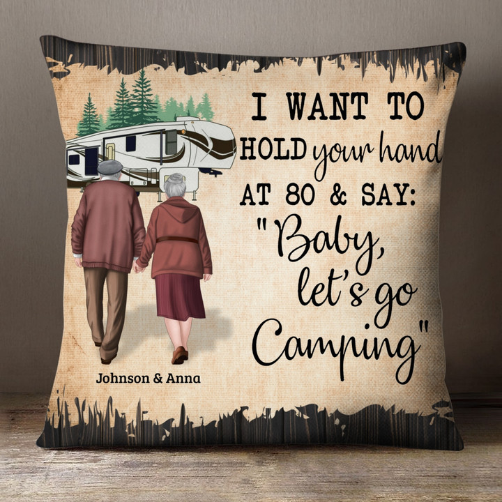 Old Couple Let's Go Camping - Personalized Custom Pillow