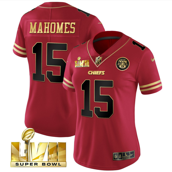 Women's Chiefs Super Bowl LVII Red Gold Vapor Jersey - All Stitched