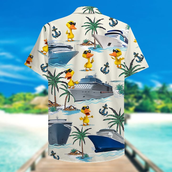 Cruising Duck Hawaiian Shirt - Gift for Cruise Trips - Duck & Cruise Pattern