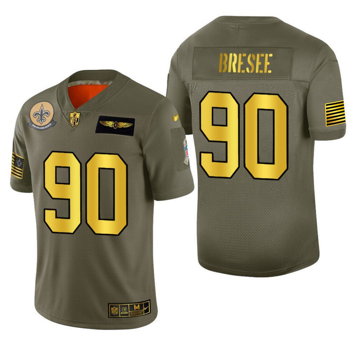 Bryan Bresee New Orleans Saints Salute To Service Gold Jersey - All Stitched