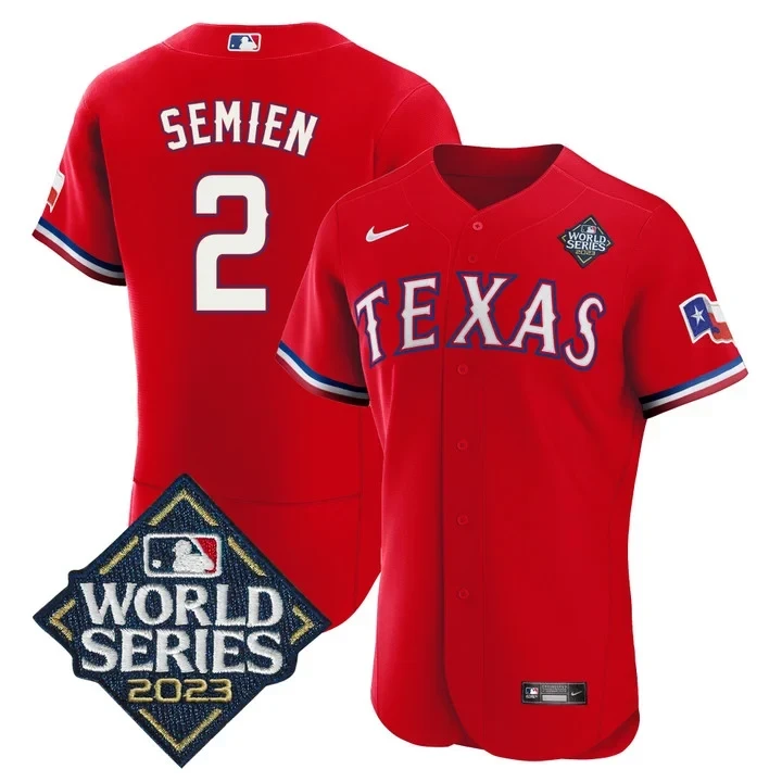 Marcus Semien Texas Rangers 2023 World Series Red Jersey - All Stitched