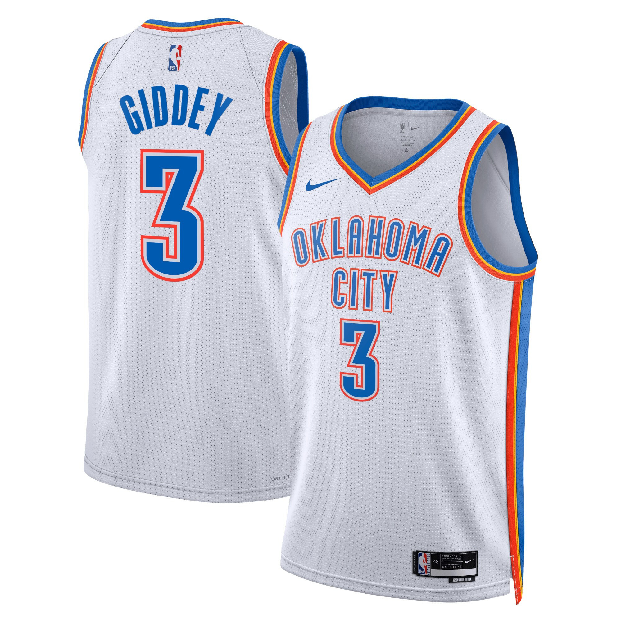 Josh Giddey Oklahoma City Thunder Edition Swingman White Jersey 22/23 - All Stitched