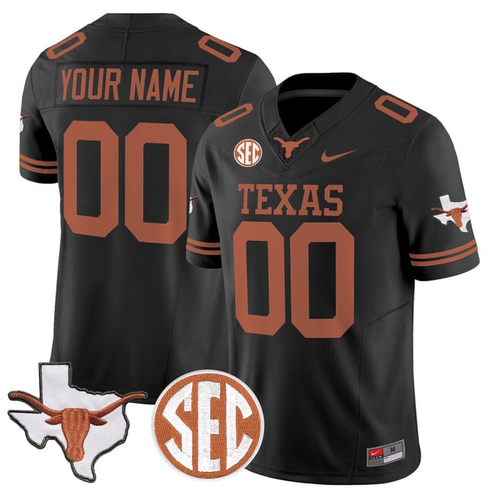 Texas Longhorns 2026 State Map & SEC Patch Vapor Limited Custom Jersey - All Stitched