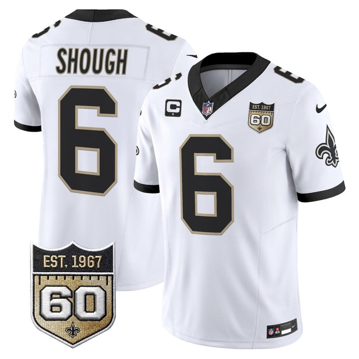 Tyler Shough New Orleans Saints 60th Anniversary Patch Jersey - All Stitched