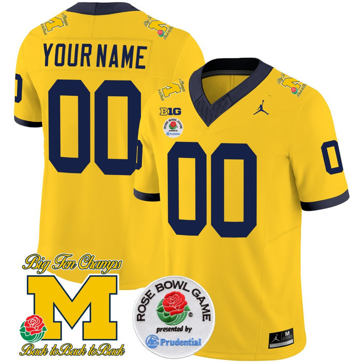 Michigan Wolverines Vapor Custom Jersey - Rose Bowl Patch - All Stitched