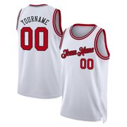 White Red - Black Throwback Custom Basketball Jersey