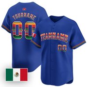 Royal Mexico Flag Custom Baseball Jersey