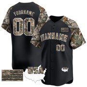 Black Alternate Camo Tree USA Flag Custom Baseball Jersey