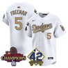 Men's Dodgers 2024 World Series Champions & Jackie Robinson Patch Vapor Premier Limited Jersey - All Stitched