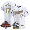 Men's Dodgers 2024 World Series Champions & Jackie Robinson Patch Vapor Premier Limited Jersey - All Stitched