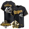 Men's Dodgers 2024 World Series Champions & Jackie Robinson Patch Vapor Premier Limited Jersey - All Stitched