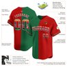 Green Red Split Mexico Flag Custom Baseball Jersey