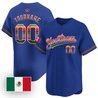 Royal Mexico Flag Serape Pattern Custom Baseball Jersey
